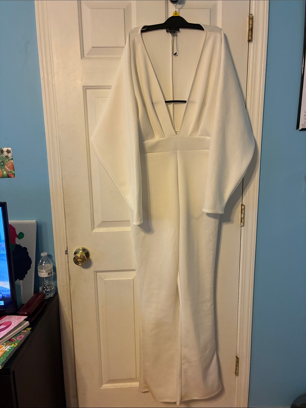 Women’s Deep V-Neck White Jumpsuit